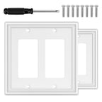 OKAYZIP White Decorative Double Decorator Light Switch Covers Wall Plate