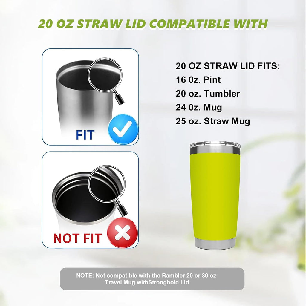 20 oz Tumbler Straw Lid, Replacement Lids for YETI 16oz Pint/20oz/24oz/25oz
