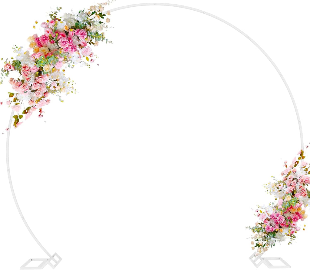 Round Backdrop Stand 8FT White Wedding Balloon Arch Stand for Party