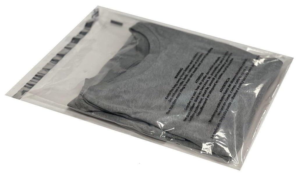 Self-Sealing Suffocation Warning Poly Bags 18x24 Inches | Clear Packaging Bags with Adhesive Strip | Ideal for FBA