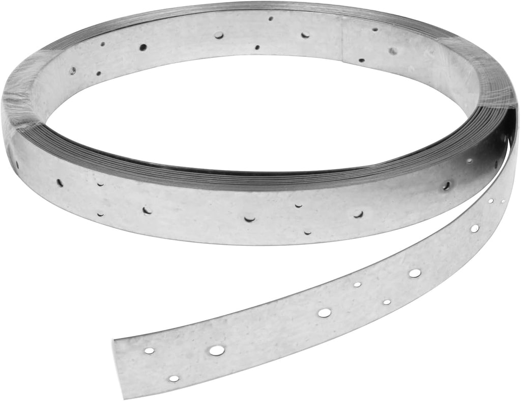 32ft Metal Strapping,1-3/8" Width Perforated Steel Coil Tie Strap