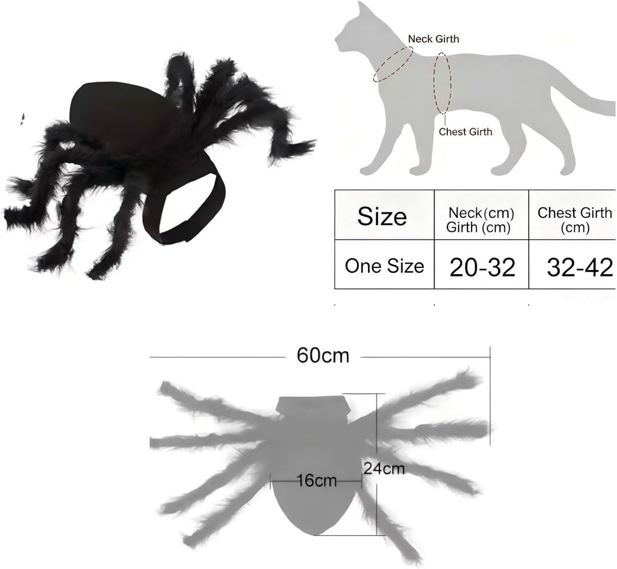 Spider Pet Costume Adjustable Halloween Cat Small Dog Cosplay