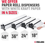 36" Paper Dispenser with Cutter + White Kraft Paper Roll