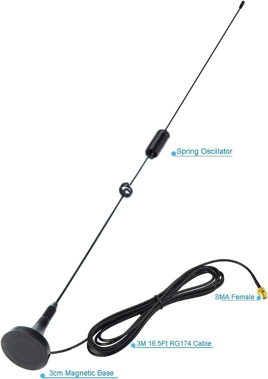2-Pack 16.5 Inch Dual Band Ham Radio Antenna VHF UHF 136-174MHz 400-470MHz Magnetic Base SMA Female Antenna Handheld