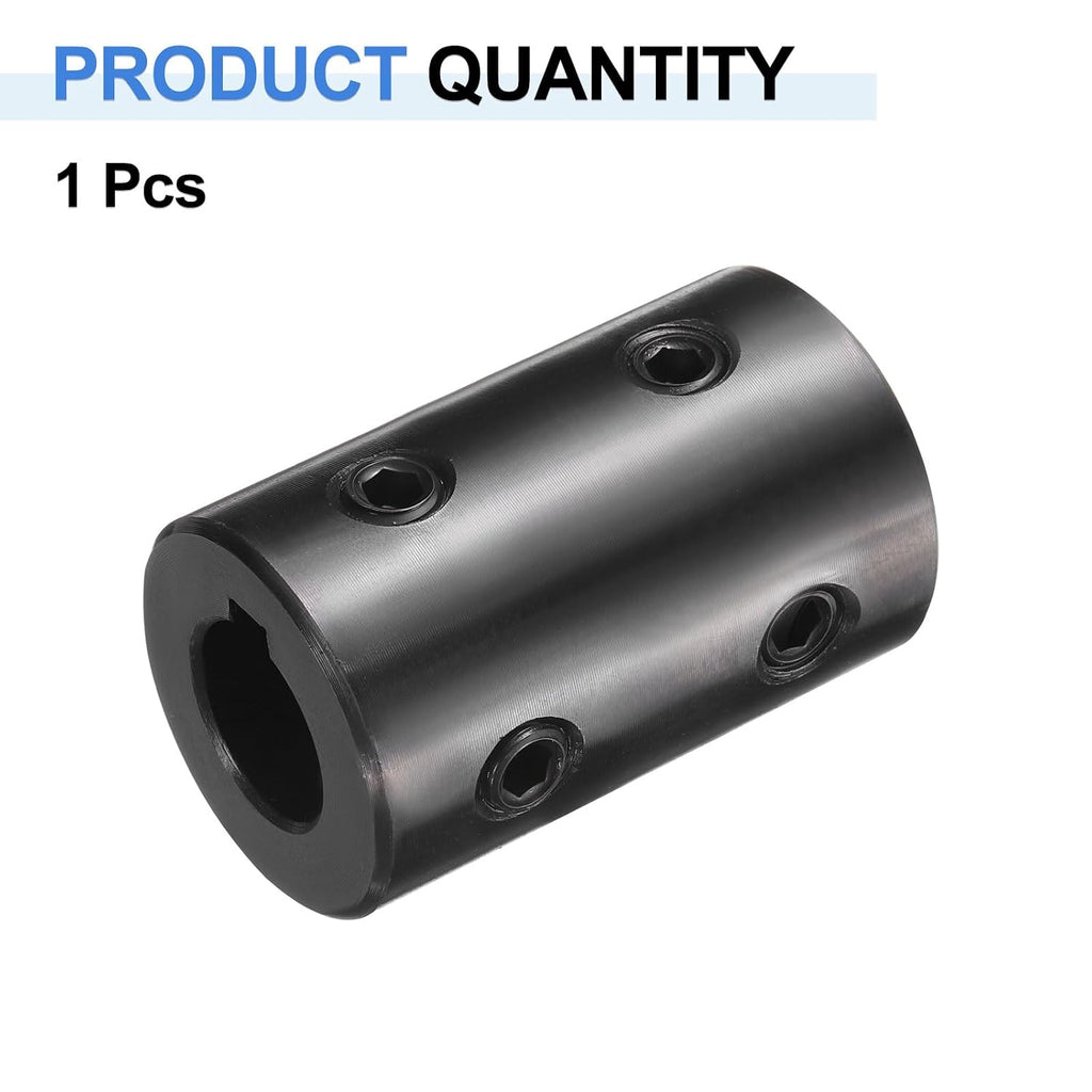 uxcell Shaft Coupling, 5/8" Bore 1-1/4" OD 2" Length Black Oxide Plated ASTM1045 Steel Rigid Coupling for 3D Printers Motor Wheel(4 Set Screws)