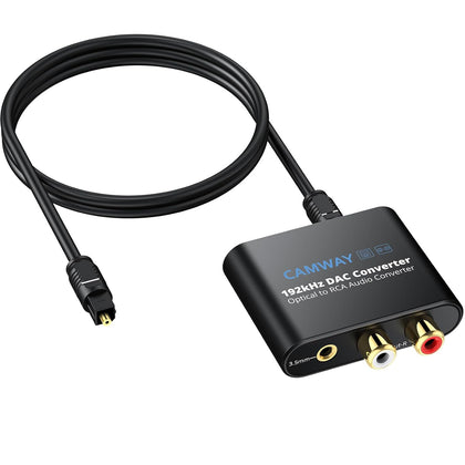 Digital to Analog Audio Converter,192kHz Optical to RCA,Optical to 3.5mm DAC,SPDIF/Toslink Audio Adapter for HDTV
