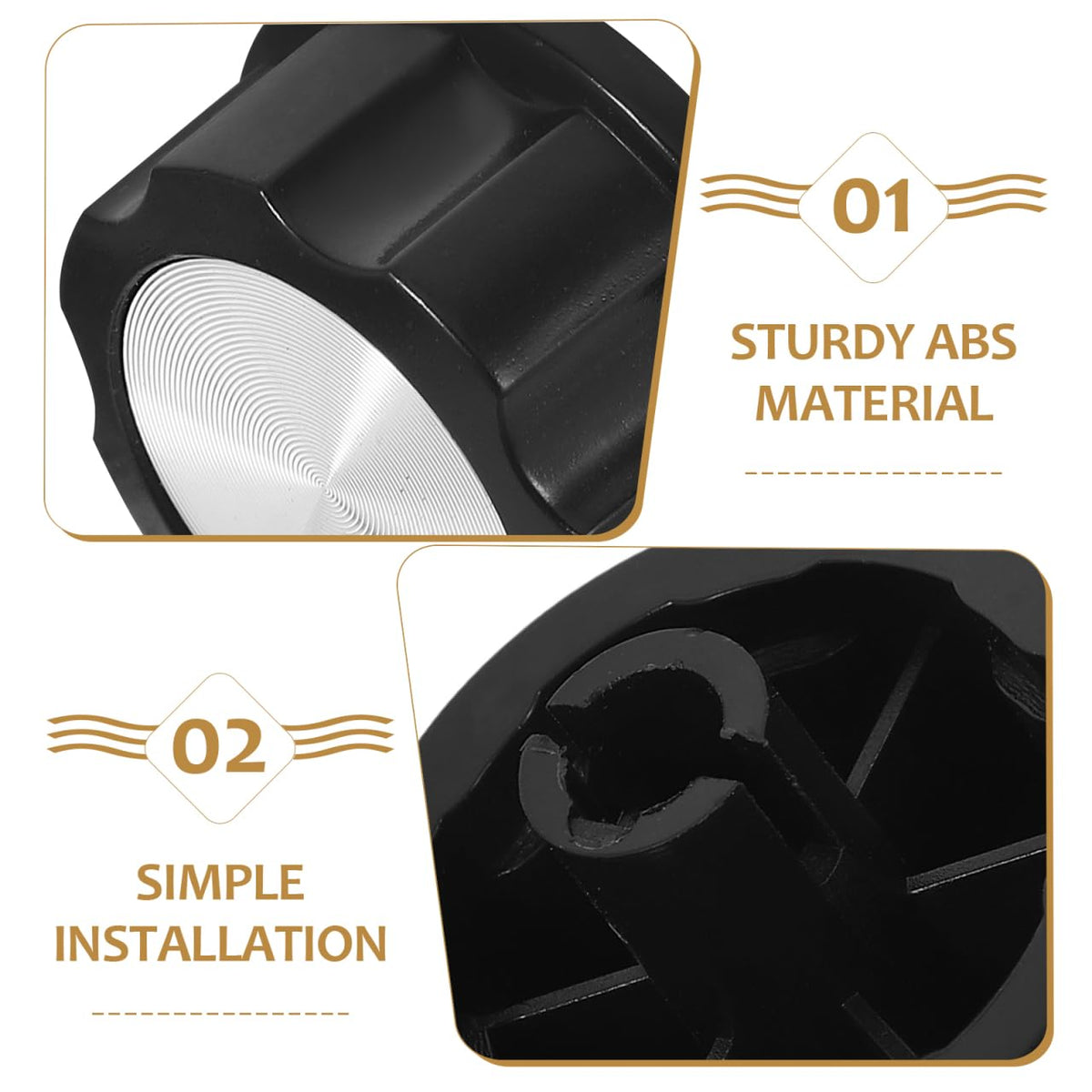 Black Replacement Control Knob for Gas Range 6mm D Shaft