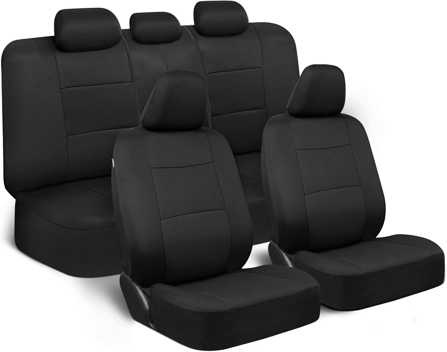 PolyPro Car Seat Covers Full Set in Solid Black, Front and Rear Split Bench Seat Covers for Cars, Easy to Install Car