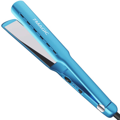 Nano Titanium 1.7" Flat Iron Hair Straightener for Thick Hair, Blue | MCH 15s Fast Heating, Damp-to-Dry Styling