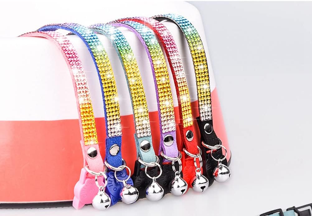 Black Kitten Collars with Bells Rhinestones Breakaway Cat Collar with Bell