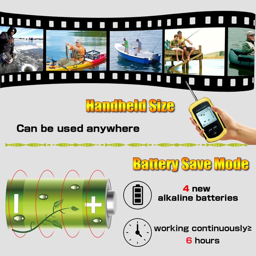 Sonar Handheld Fish Finder Transducer Portable Water Depth Finder Boat Kayak Wireless Transducer Fish Finders
