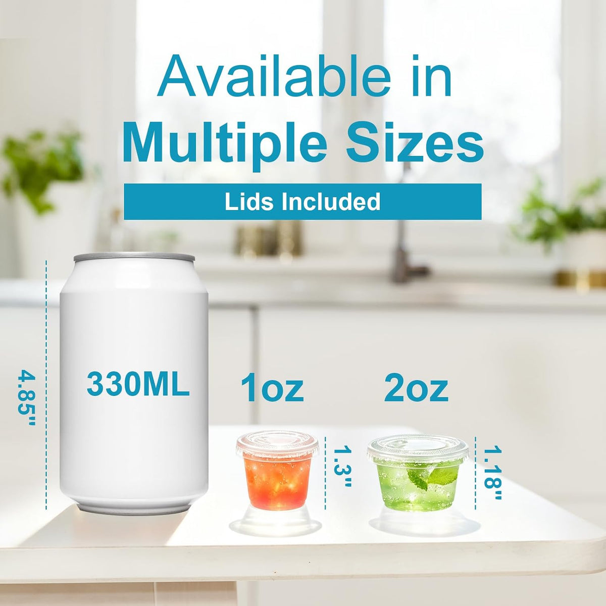 360 Set 2 oz Jello Shot Cups with Lids, Small Plastic Condiment Cups