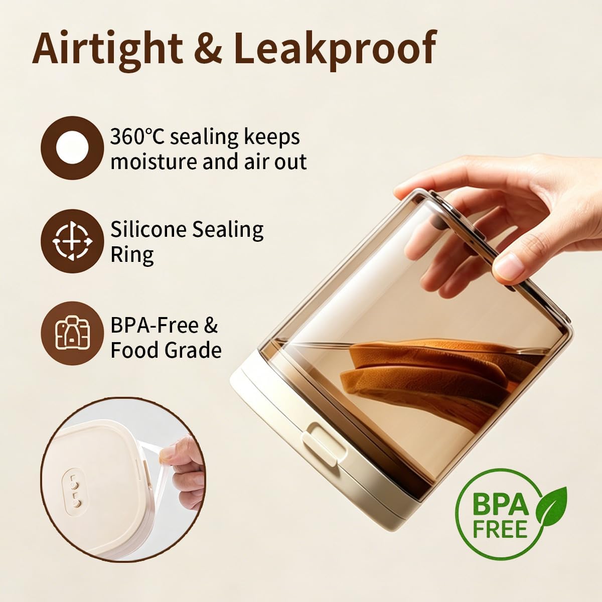 Airtight Food Storage Container with Magnetic Scoop & Built-in Leveler, 800ML Coffee Canister with Date Tracker, BPA