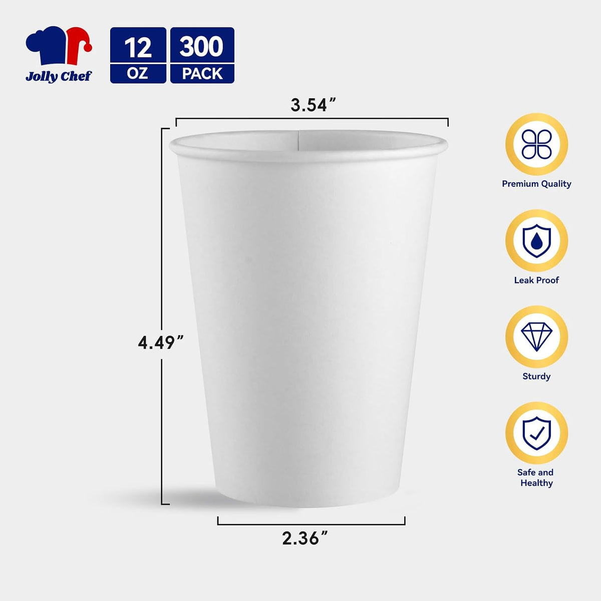 300 Pack Disposable Paper Coffee Cups 12 oz White Hot Paper Cups