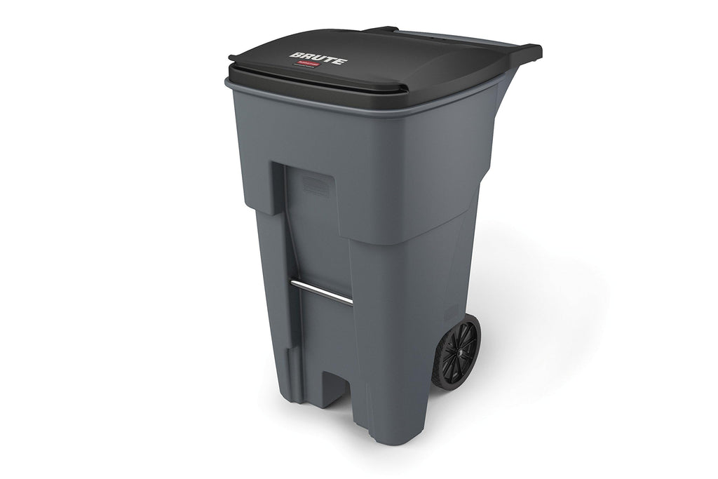 Brute Rollout Trash Can, Gray, 65-Gallon