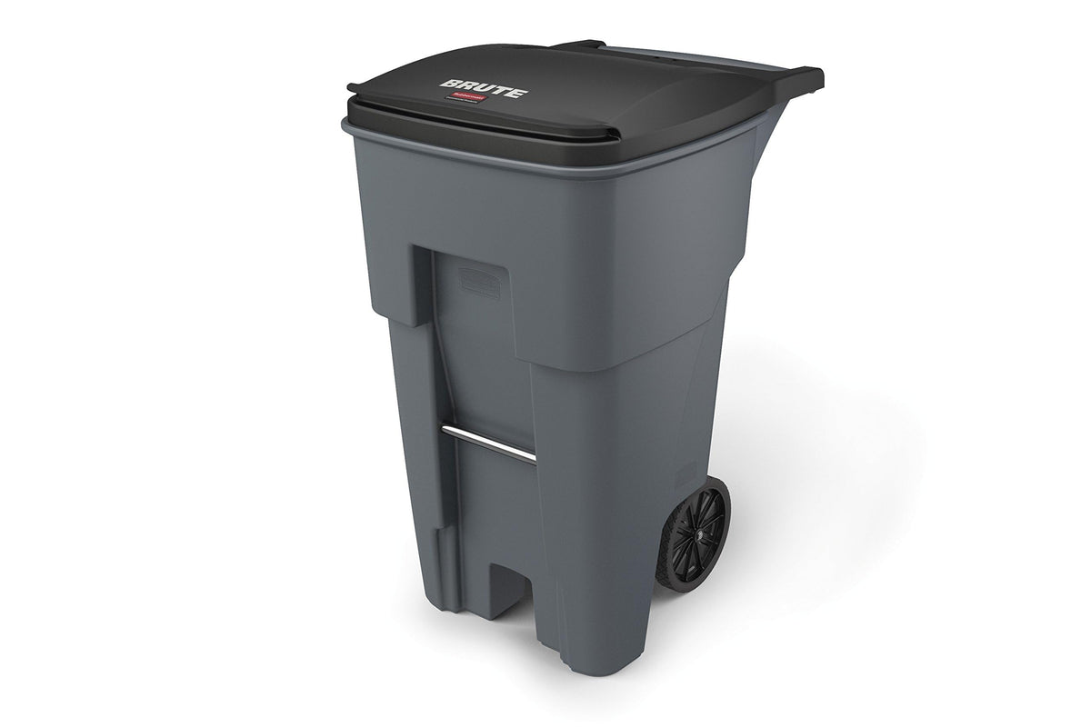 Brute Rollout Trash Can, Gray, 65-Gallon