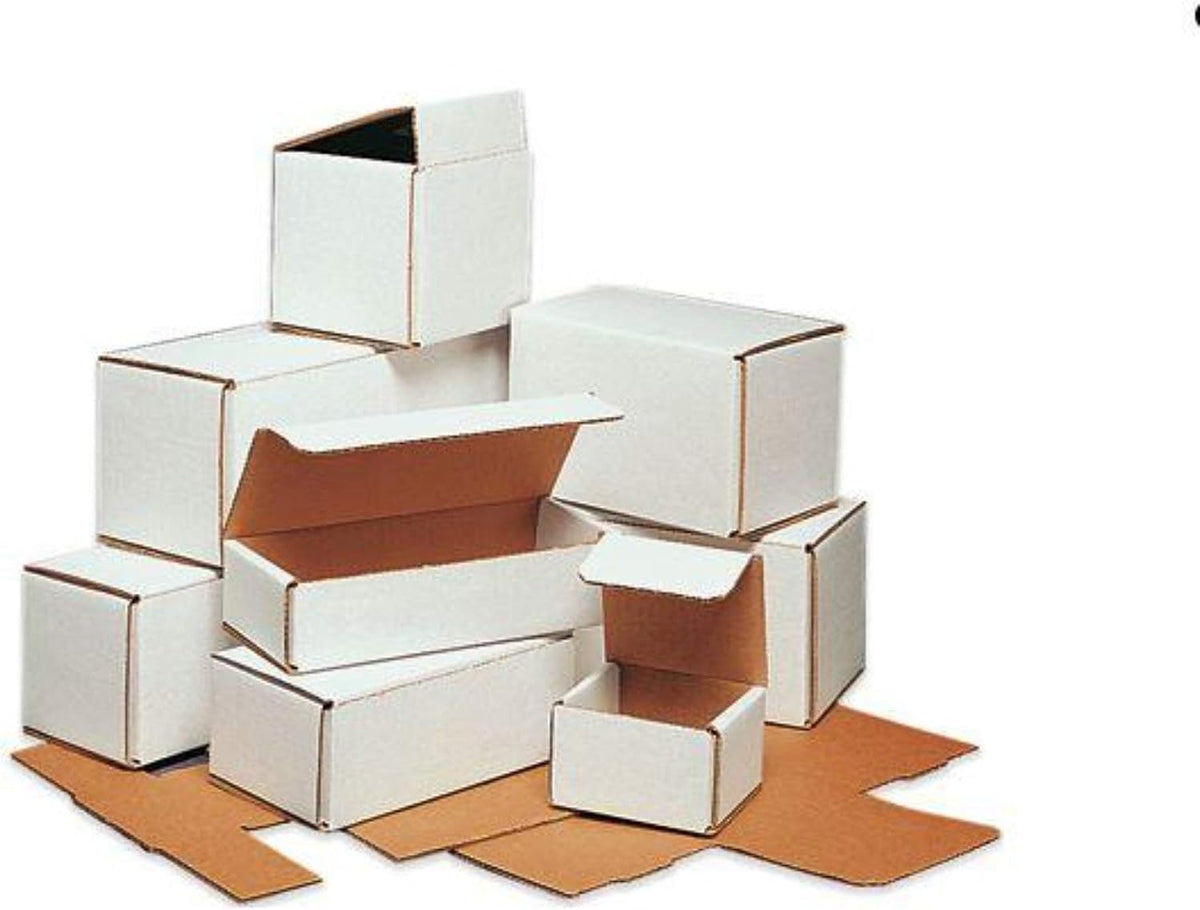 Shipping Boxes - 3x3x2" Mailers - White Foldable Corrugated Cardboard Packaging for Mailing, Moving, Storage, and