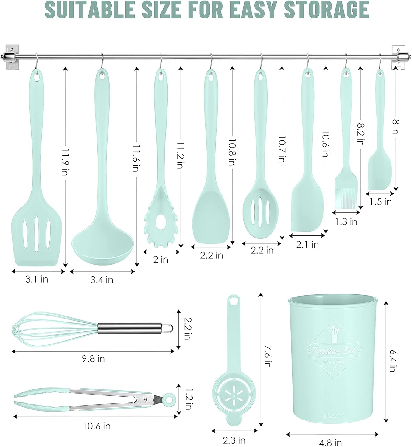 Kitchen Utensils Set-12 Pieces Silicone Cooking Utensils Set (Dishwasher Safe) 392°F Heat Resistant Spatula