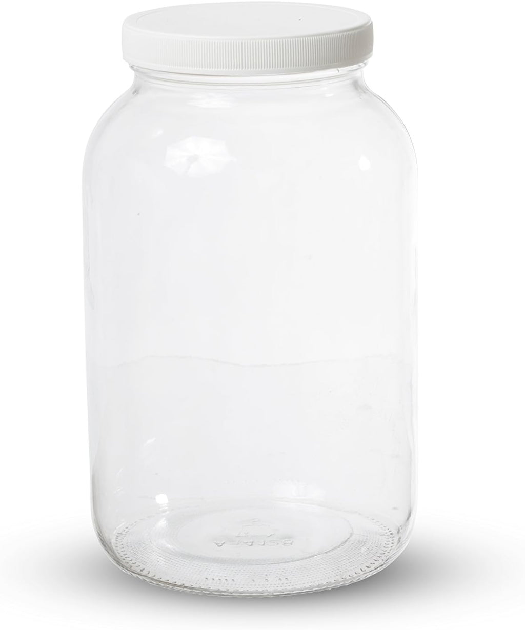 1 Gallon Glass Wide Mouth Kombucha Brewing Mason Jar - Home Brewing and Fermenting Kit with Cotton Cloth Filter