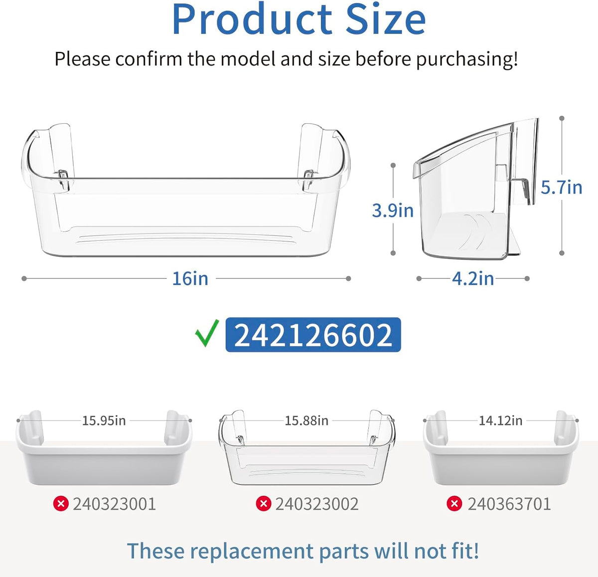UPGRADED 242126602 Refrigerator Door Shelves Bin Replacement
