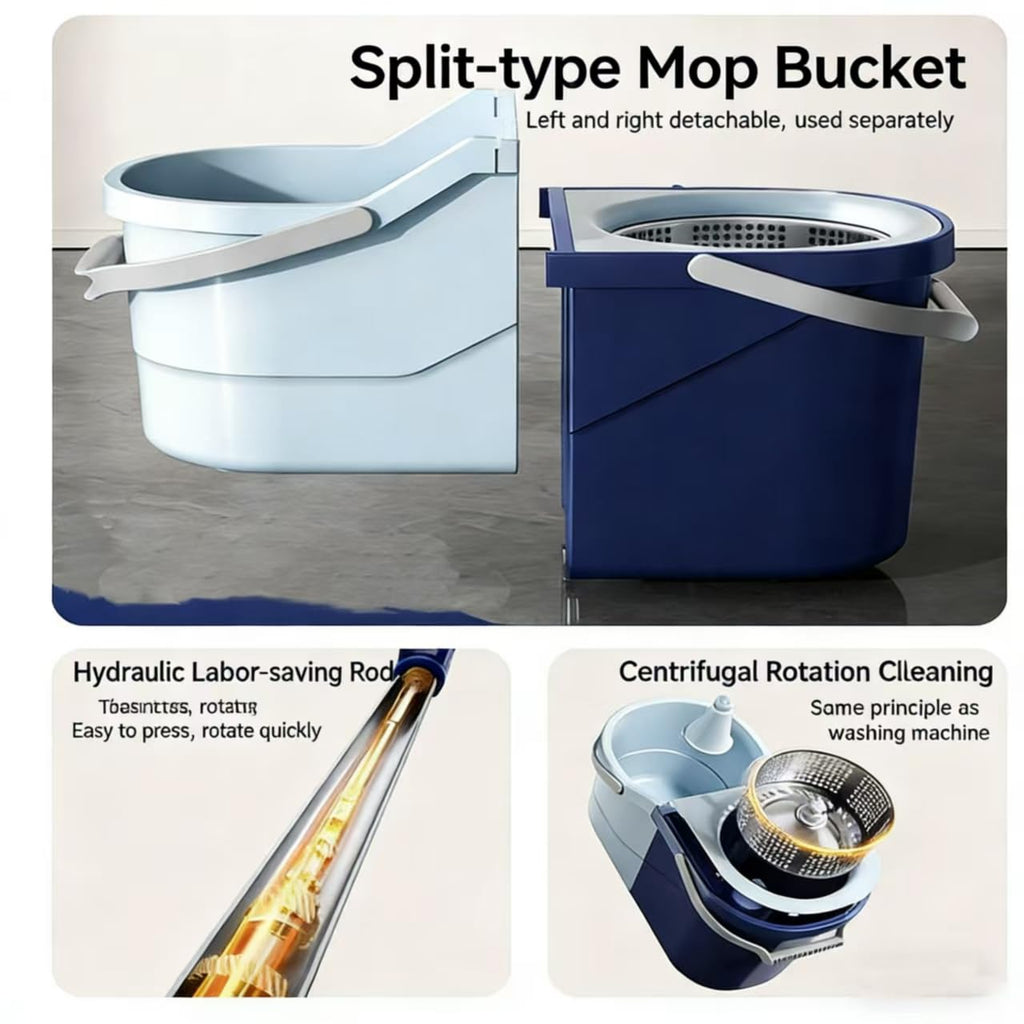 Spin Mop and Bucket Set with 4 Mop Heads