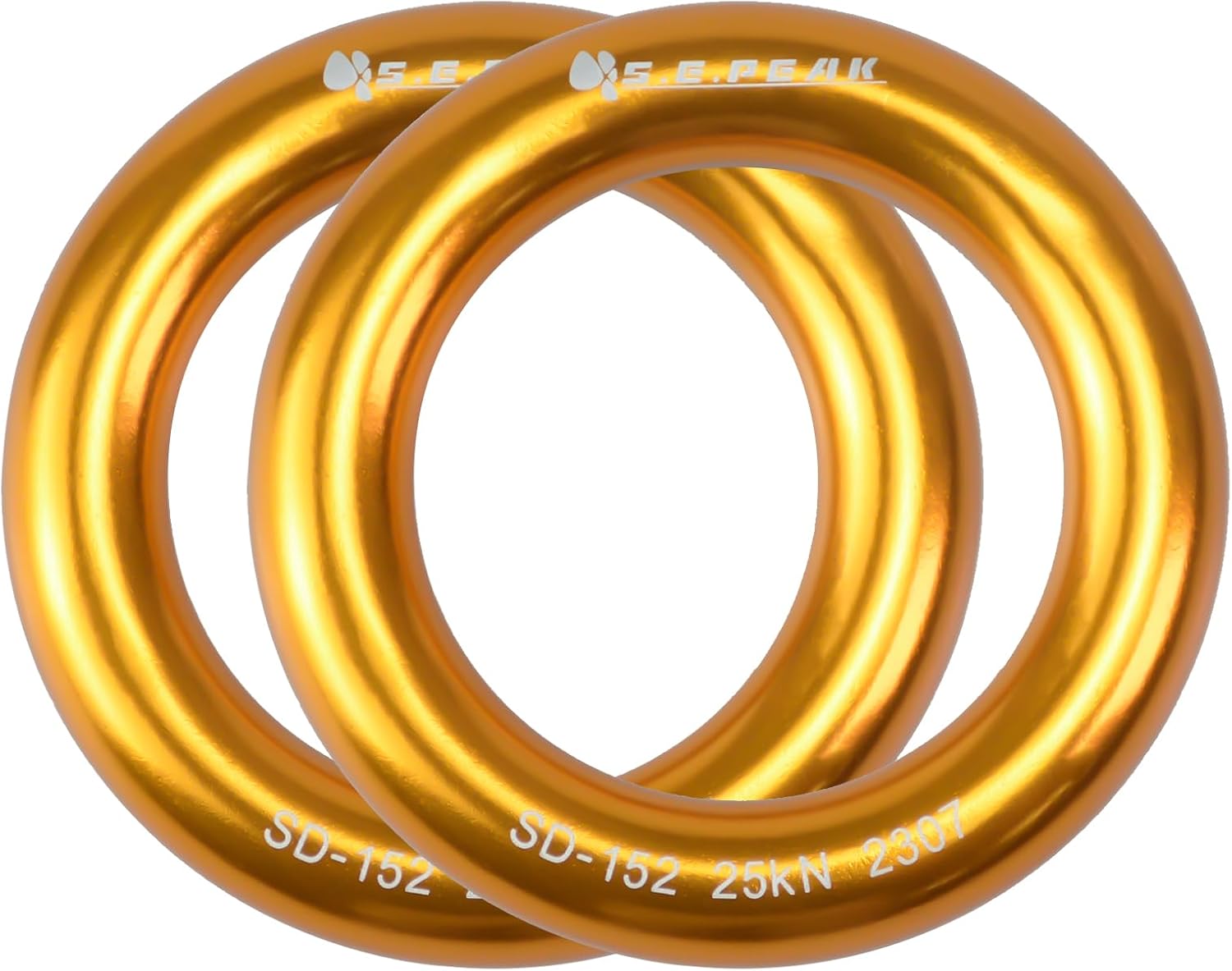 25kN Aluminum Rappel Ring, Perfect Tension O-Ring, Connection Ring for Rock Climbing, Arborist, Gold/Blue