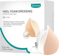 Heel Foam Dressing, Non-Adhesive Hydrophilic Pads, Highly Absorbent 5.5 x 4 in Pack of 5 Waterproof Dressing for