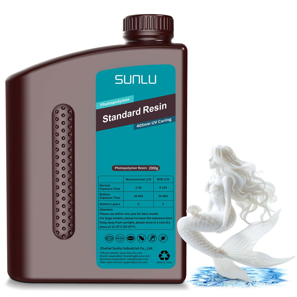 2000g Standard Resin for 3D Printer, Fast-Curing Photopolymer Resin for LCD/DLP/SLA Printers, 395-405nm UV, Low