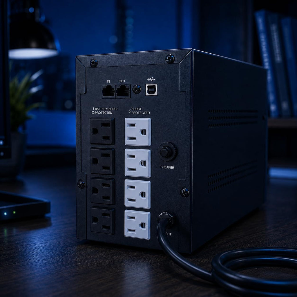 600VA/360W Ups Battery Backup and Surge Protector,Computer Uninterruptible Power Supply Units,SKE Ups Power Supply