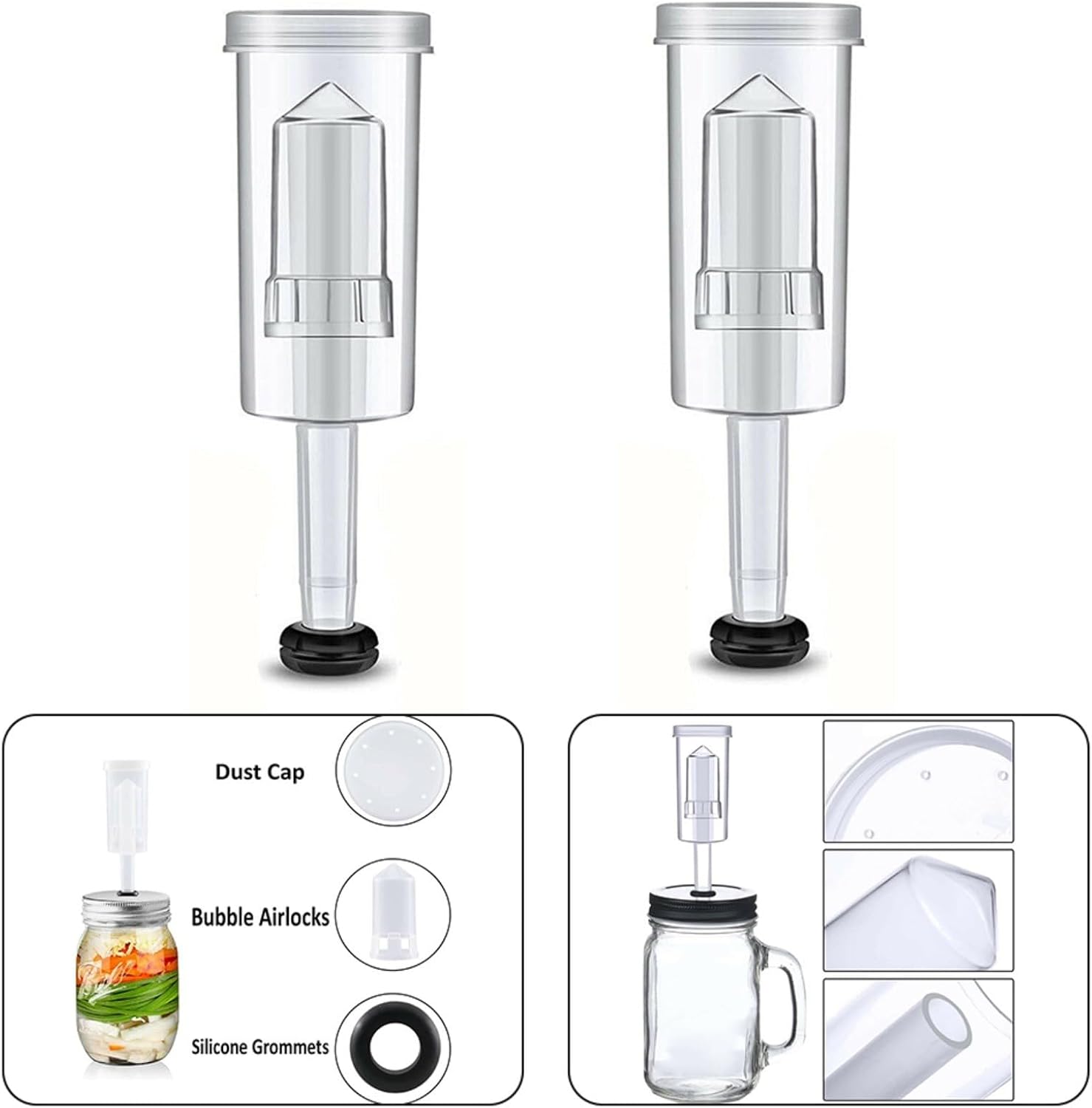3-pcs Airlock Set with Grommet Brewing | Wine Making and Fermentation, PP Plastic with Silicone Seal, 1/2 in Lid Hole