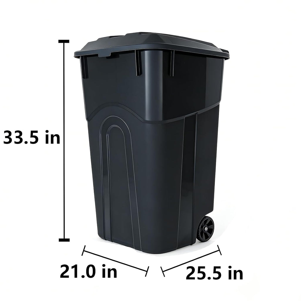32 Gallon Outdoor Trash Can, Garbage Can with Wheels & Lid, Garbage Bin for Kitchens, Bedrooms, Garages, Gardens, and