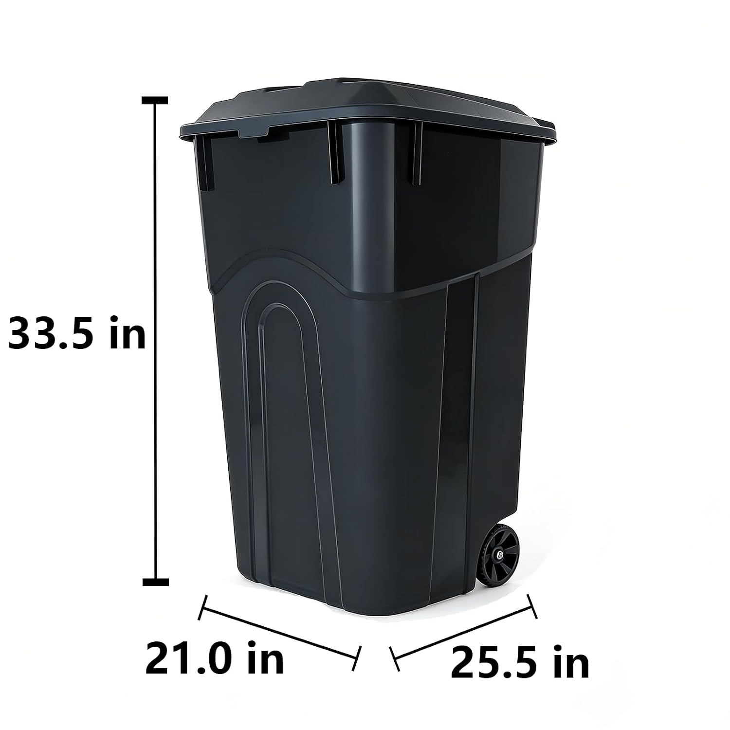 32 Gallon Outdoor Trash Can, Garbage Can with Wheels & Lid, Garbage Bin for Kitchens, Bedrooms, Garages, Gardens, and