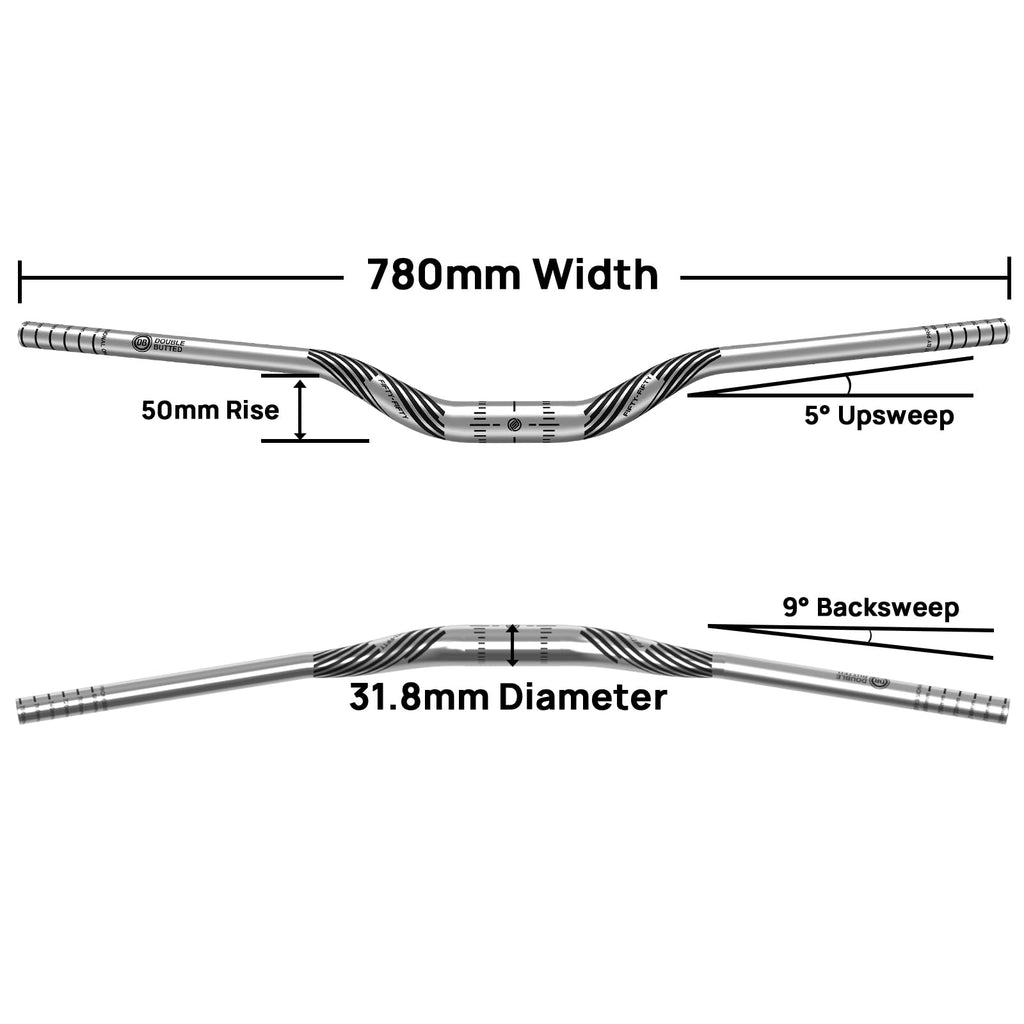 Mountain Bike Riser Handlebar, 31.8mm Diameter MTB Bar
