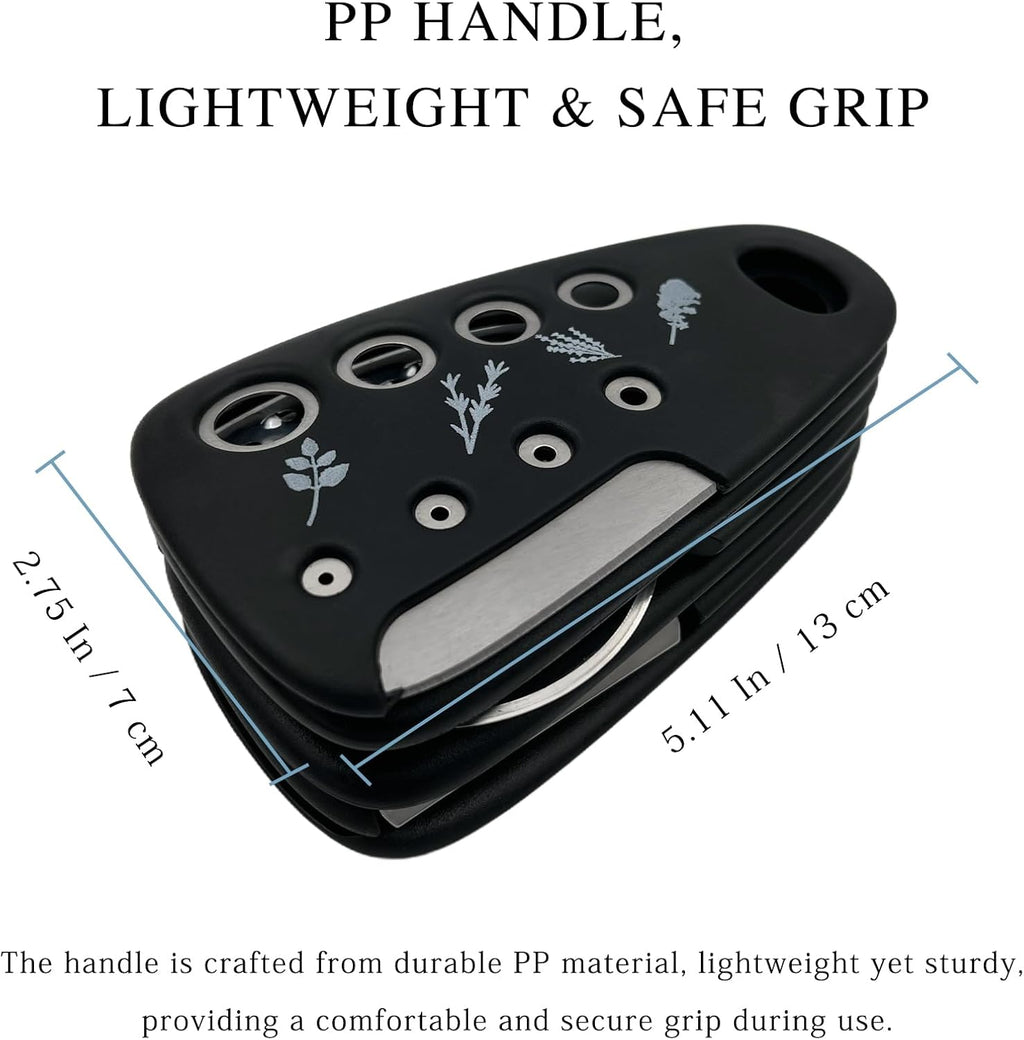 6-Piece Unique Kitchen Gadget Set in Black, Stackable Space-Saving Tools Including Grater, Peeler, Pizza Cutter, and