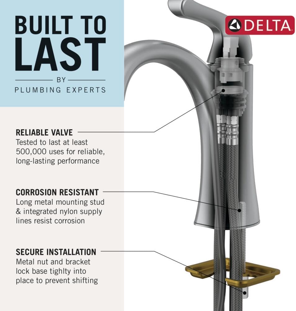 Modern Brushed Nickel Bathroom Faucet 1 Hole, Single Hole Bathroom Sink Faucet for Vanity, Metal Push-Pop Drain
