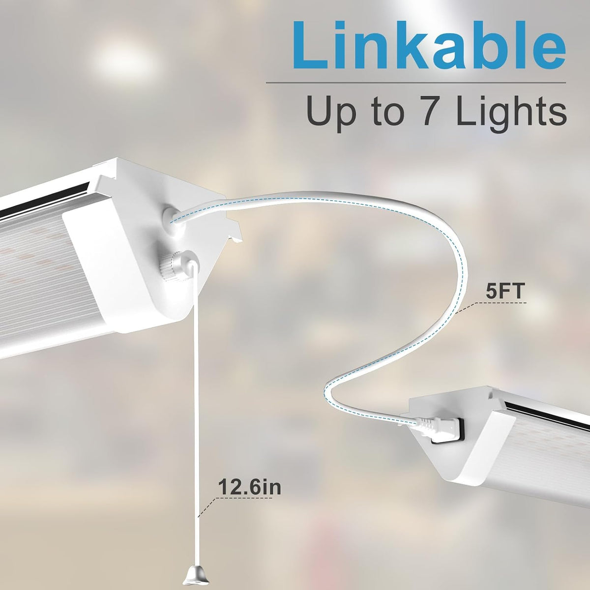 Lightdot Upgrade 4Pack 4FT LED Shop Light, Linkable LED Shop Light 50W 7500LM 100-277V 5000K, Heavy-Duty Utility Lights with Pull Chain, Hanging&FlushMount Integrated Fixture for Workshop-White