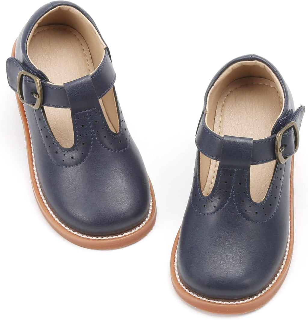 Toddler Little Girls Oxford Mary Jane School Uniform Dress Shoes | Wide Toe Box, Soft Leather Upper, T-Strap