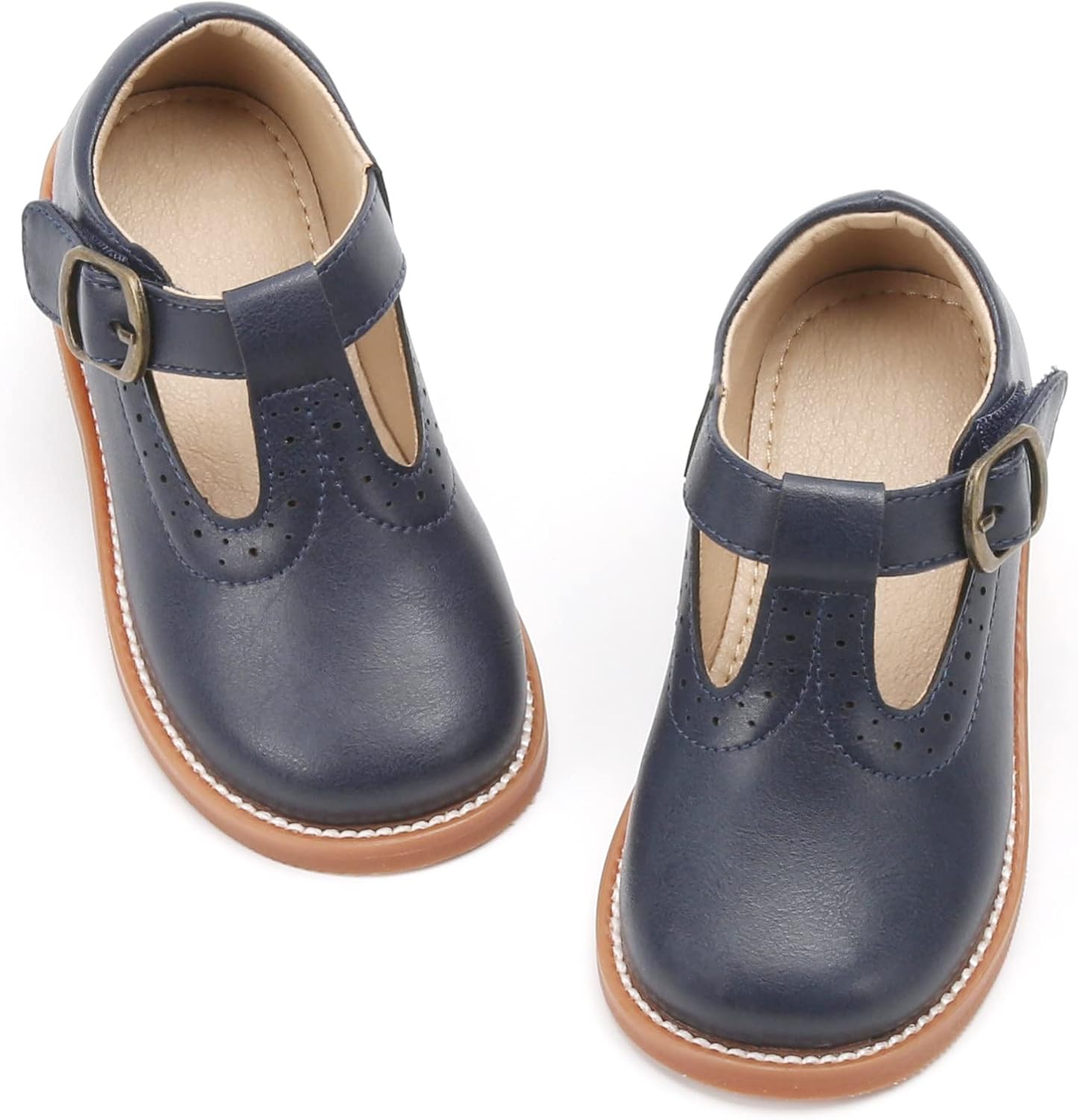 Toddler Little Girls Oxford Mary Jane School Uniform Dress Shoes | Wide Toe Box, Soft Leather Upper, T-Strap