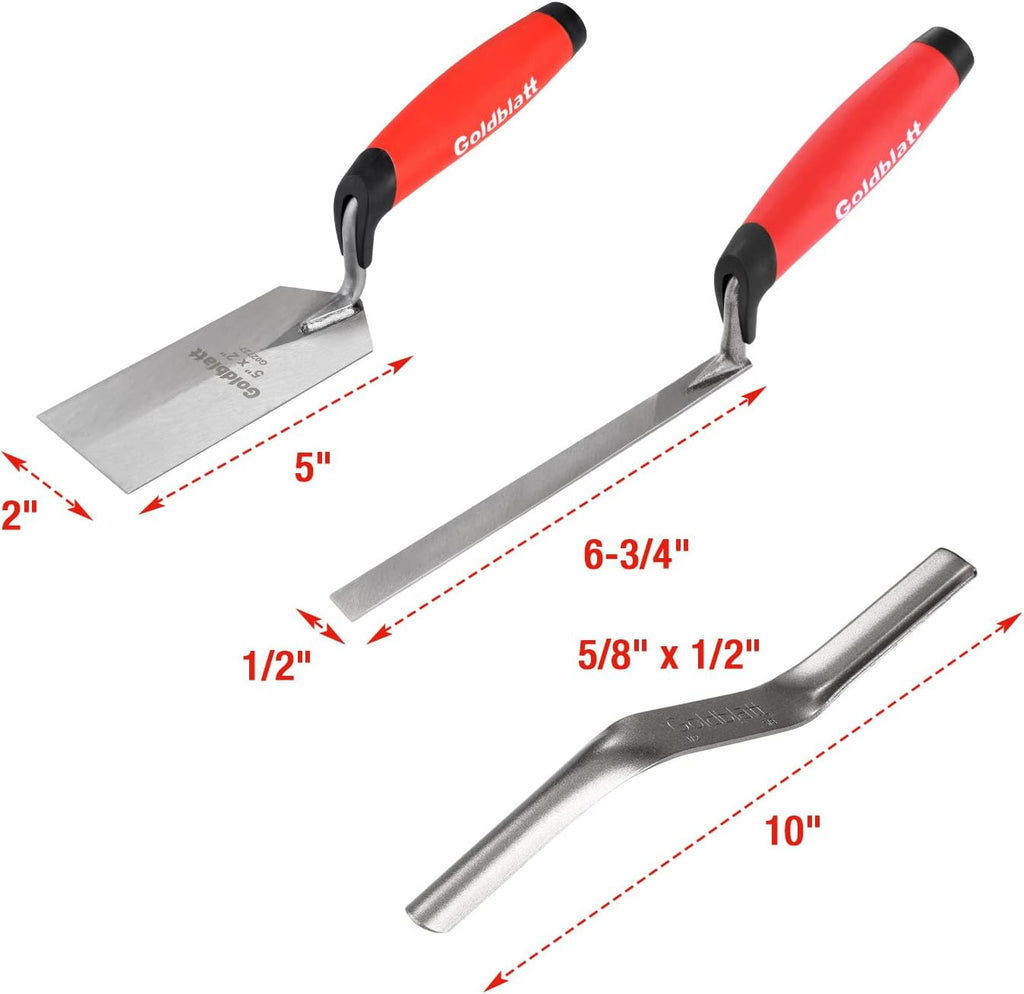 6PCS Masonry Tool Set with Brick Trowel & Tuck Pointing Tools | Hardened Steel, Cement & Mortar Trowel, Margin