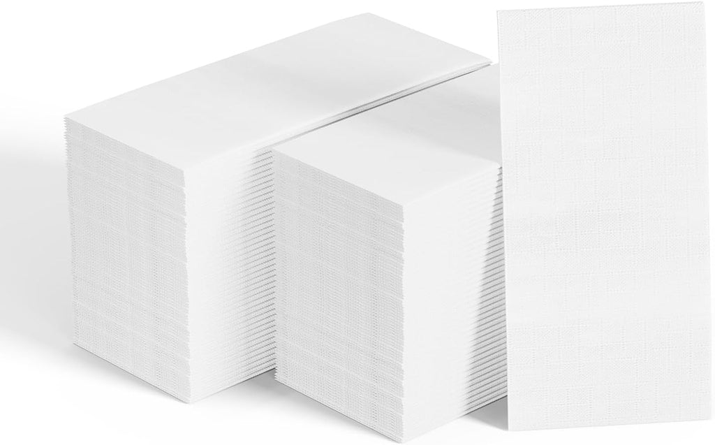 400 White Disposable 3-Ply Paper Dinner Napkins, Guest Hand Towels