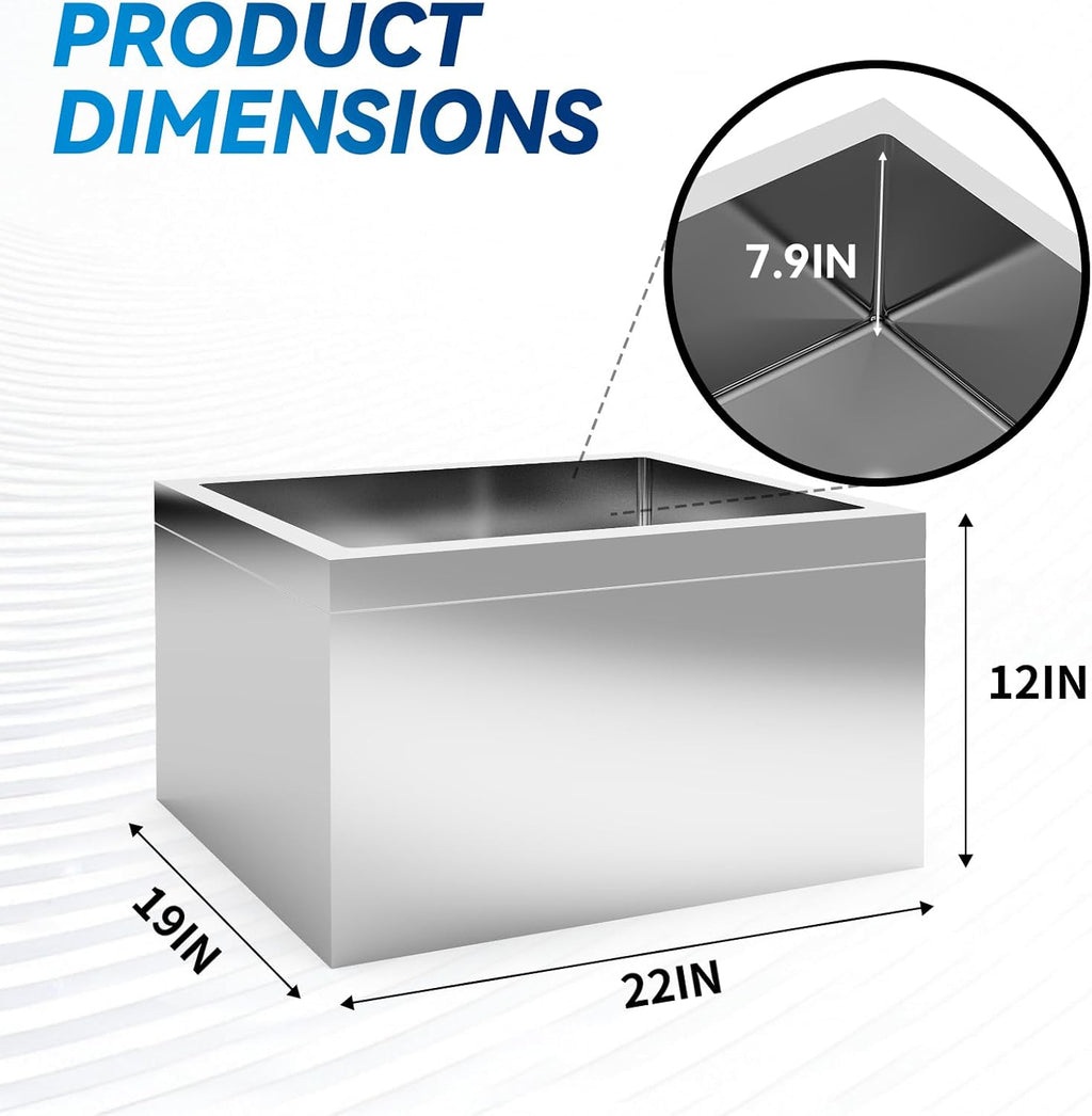 Stainless Steel Floor Mop Sink Mop sink | 19" x 22" x 12"