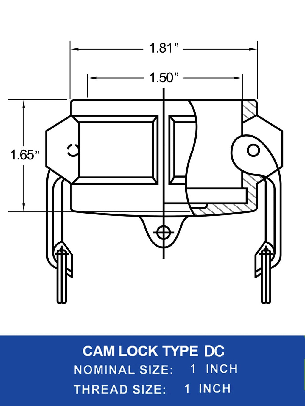 2PCS Camlock Fitting Type DC 1'' with Gasket Seal