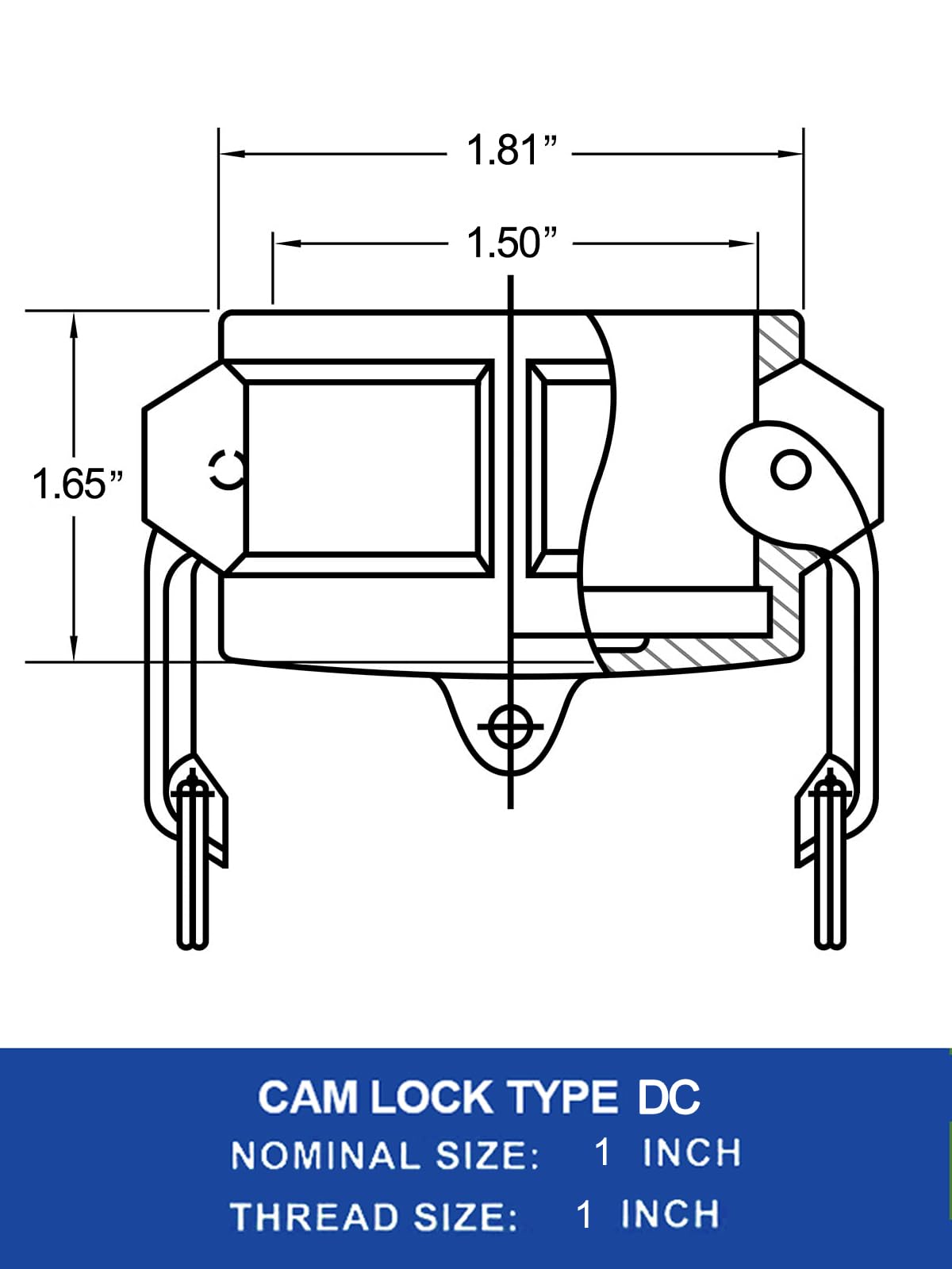 2PCS Camlock Fitting Type DC 1'' with Gasket Seal