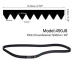 uxcell 490J8 PJ V-Ribbed Belt 8 Ribs 49" L x 0.74" W x 0.14" H, EPDM