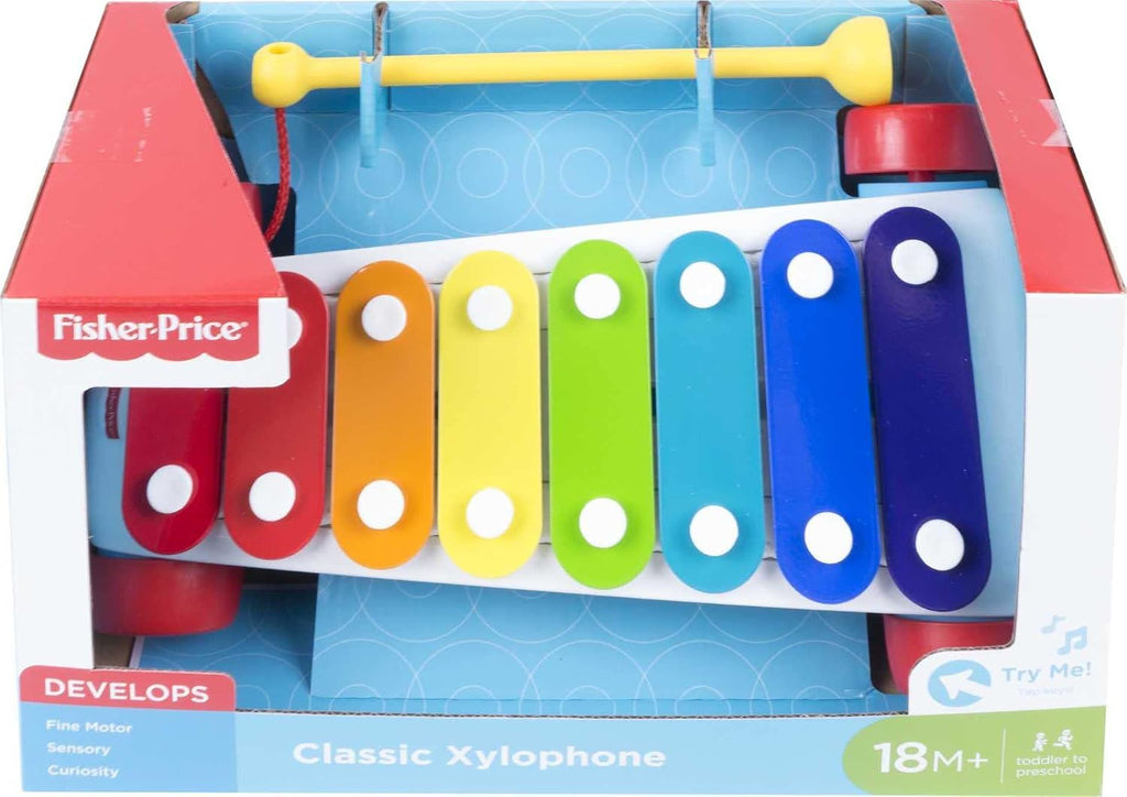 Fisher-Price Toddler Pull Toy, Classic Xylophone Pretend Musical Instrument with Mallet for Preschool Kids Ages 18+