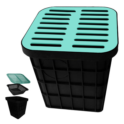 18x18x15 in Catch Basin for Drainage with Composite Resin Grate,Catch Basin with Debris Basket, French Drain Kit