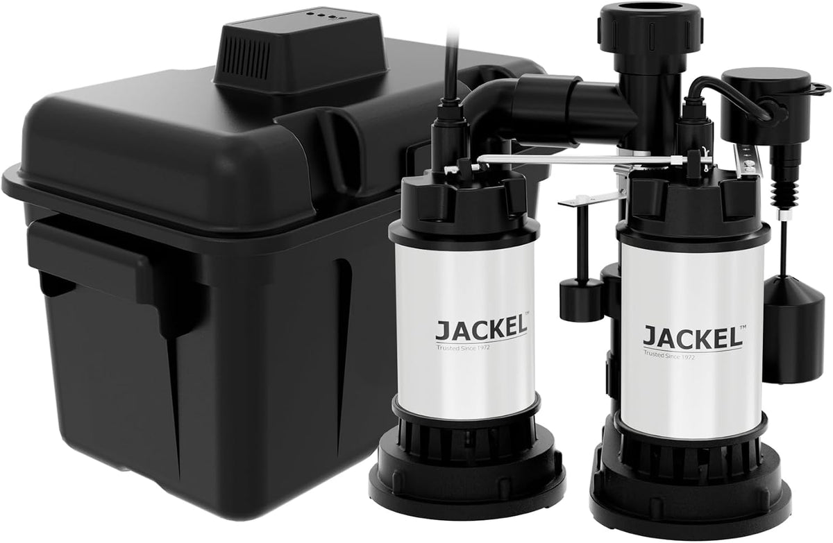 BAT500SSV Battery Backup Sump Pump System 1/2 HP Primary Pump 5,220 GPH Vertical Float Switch Battery Control Box