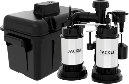 BAT500SSV Battery Backup Sump Pump System 1/2 HP Primary Pump 5,220 GPH Vertical Float Switch Battery Control Box