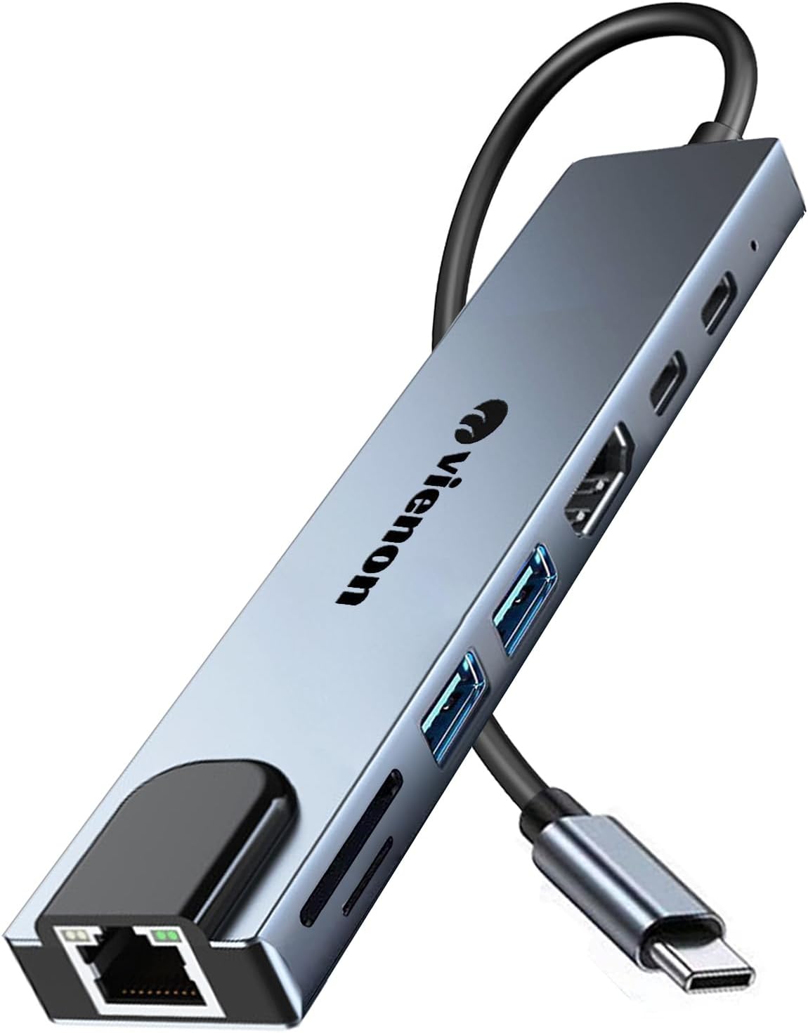 USB C Hub Ethernet HDMI Adapter, 8 in 1 Laptop Docking Station with 4K HDMI, RJ45 Ethernet 100Mbps, SD/TF Card