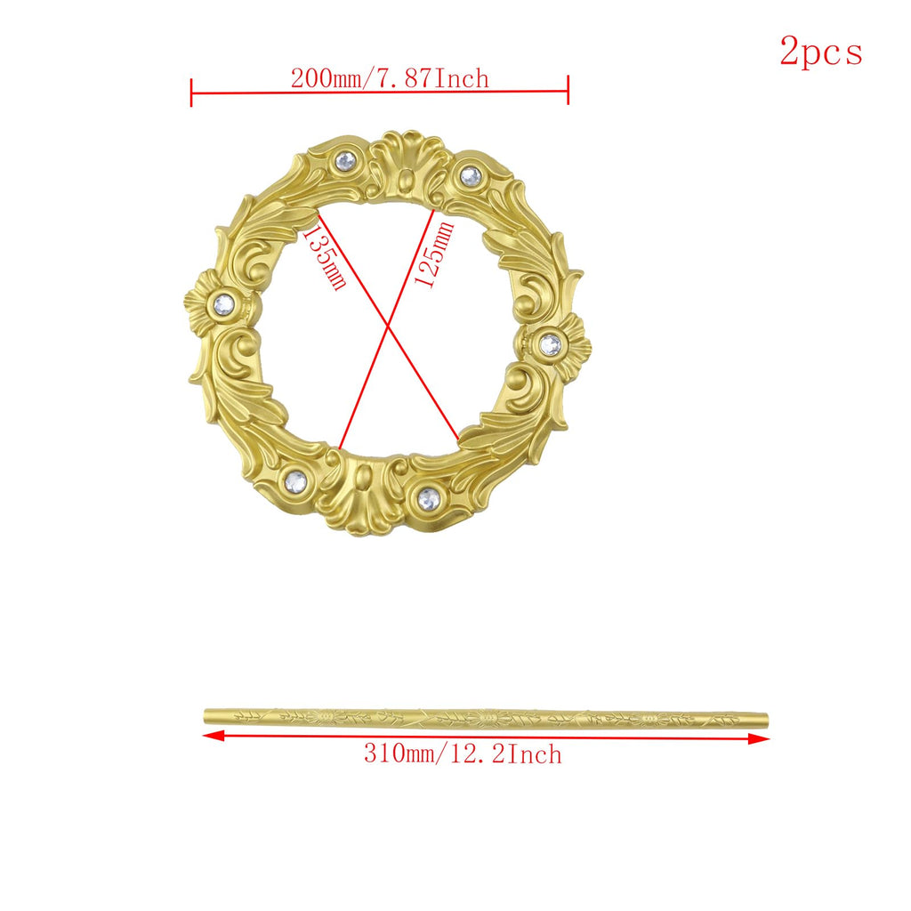 2 Pack Gold Crown Curtain Tiebacks, Gold Round Drapery Holdbacks